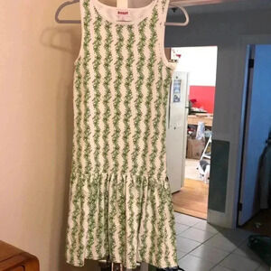 BOAST green & white floral vine design sleeveless tennis dress